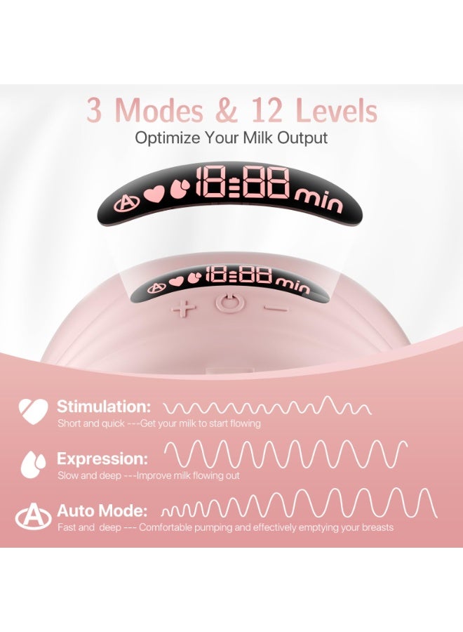 Hands-Free Breast Pump, Wearable Electric Breast Pump, Suitable For Breastfeeding, Equipped With A 24mm Double-Sealed Horn Cover, 3 Modes And 12 Speed Settings, Smart Display, Low Noise (1 Pack) - Image 5